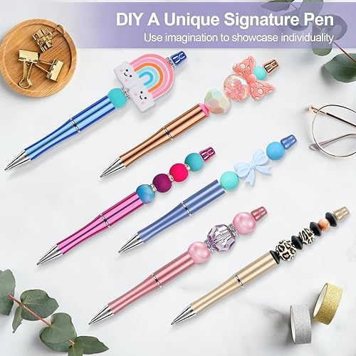 Miniatura 6 de Joyberg 15 bolígrafos con cuentas, bolígrafos de plástico de colores a granel, bolígrafos de cuentas de tinta negra, bolígrafos creativos de