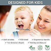 Vista 3 de ROARex Cepillo de dientes vegano para niños Diseño de dinosaurio Cepillo de dientes natural biodegradable y compostable a base de plantas Tema