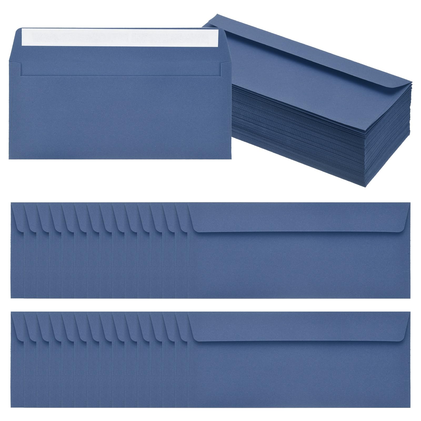 PATIKIL 100 Pack Dark Blue #10 Business Envelopes, Colored Self Seal Letter Size Envelopes for Business Mailing Office Checks Invitation, 24.1 x 10.5 cm