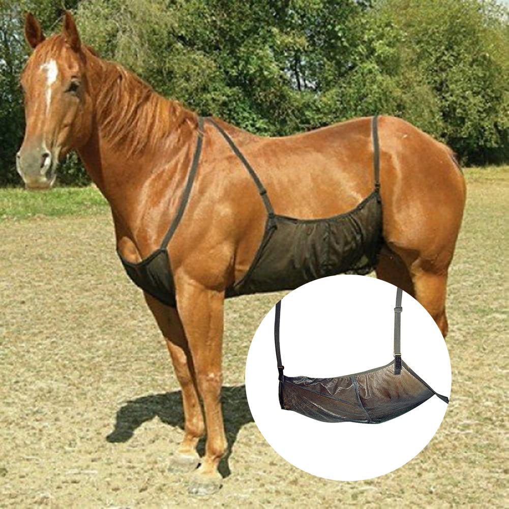 Hoja para Caballo, Funda elástica para Vientre Caballo, protección Ajustable y ventilada, Malla Abdominal Transpirable, Banda Abdominal para Adultos, Cubierta Techo Malla Jingling