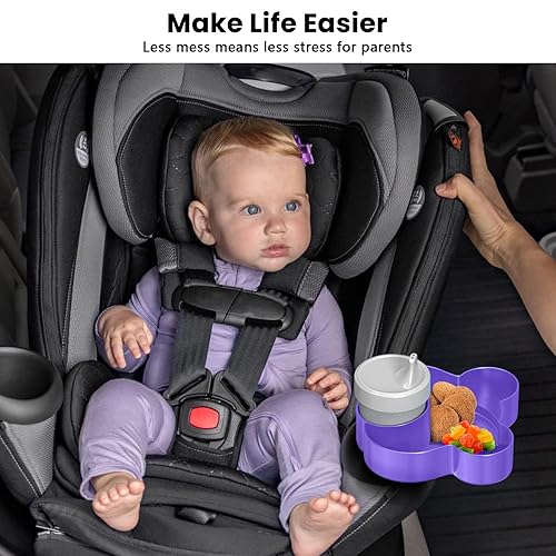 Miniatura 6 de Bandeja para asiento de automóvil  Convierte el portavasos en una bandeja para aperitivos, juguetes, giratoria de 360 para niños, Booster, cochecito
