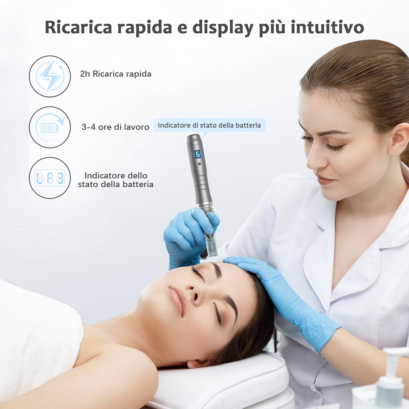 Ultima M8 Microneedling Pen, Macchina Professionale Microneedling Senza Fili, Microneedling Penna Kit per Viso Corpo Capelli Barba Crescita Regalo per Donne - 12 Cartucce di Ricambio