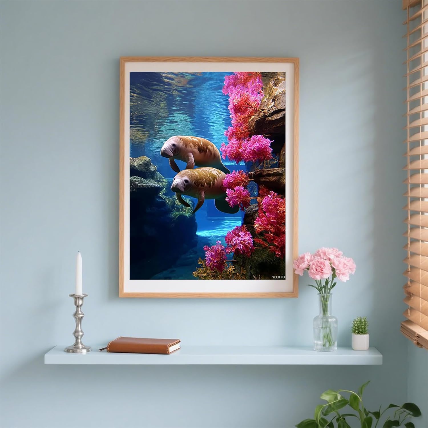 YEEIFFD Manatees Diamond Painting Kit for Adults, Underwater Corals Diamond Art Kits 5D DIY Full Round Drill Diamonds Dots Gem Art Home Wall Decor 12x16 inch