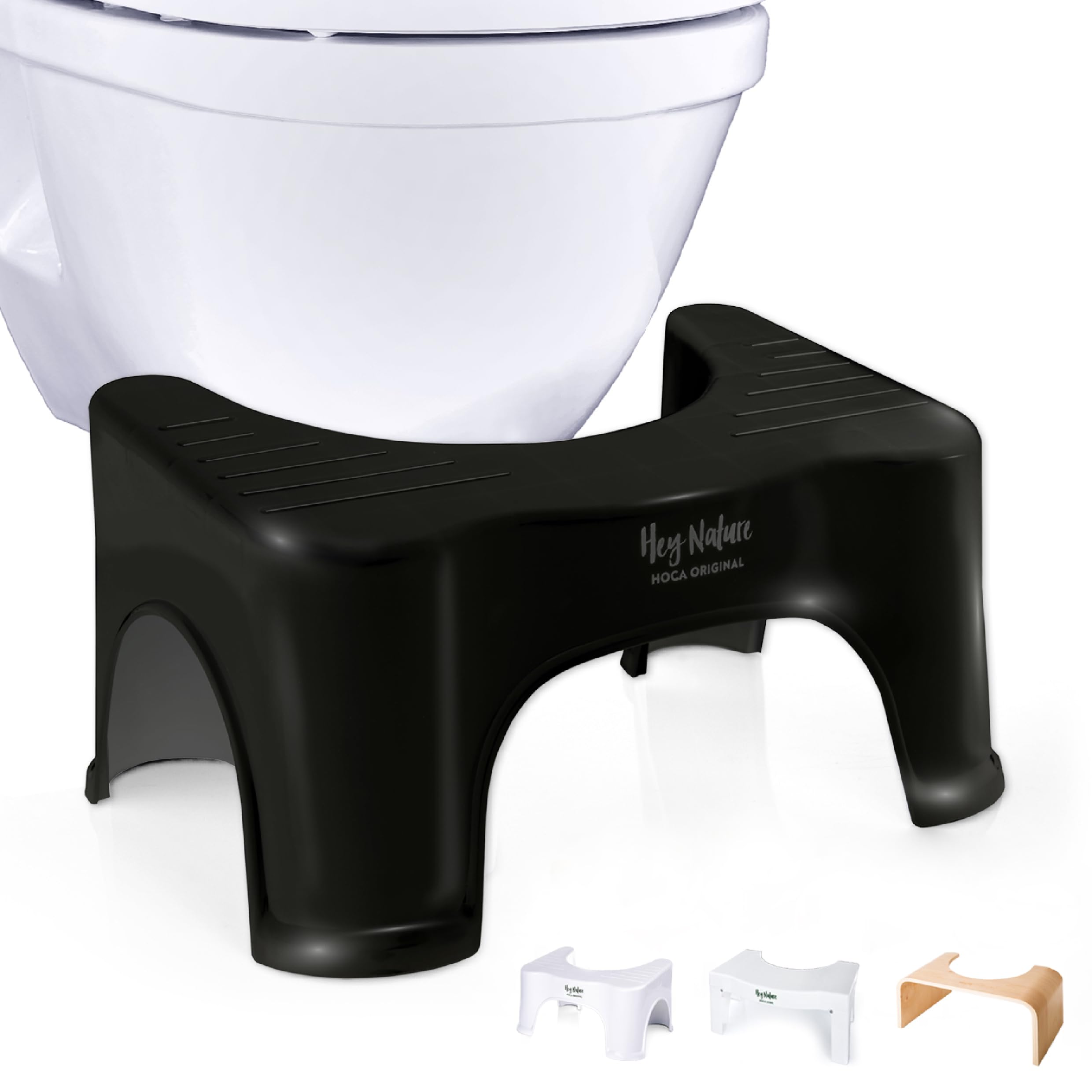 Hey Nature HOCA Black Toilet Stool, Poop Stool for Adults, Black Bathroom Stool, Poo Stool for faster BM, Toilet Step for Kids