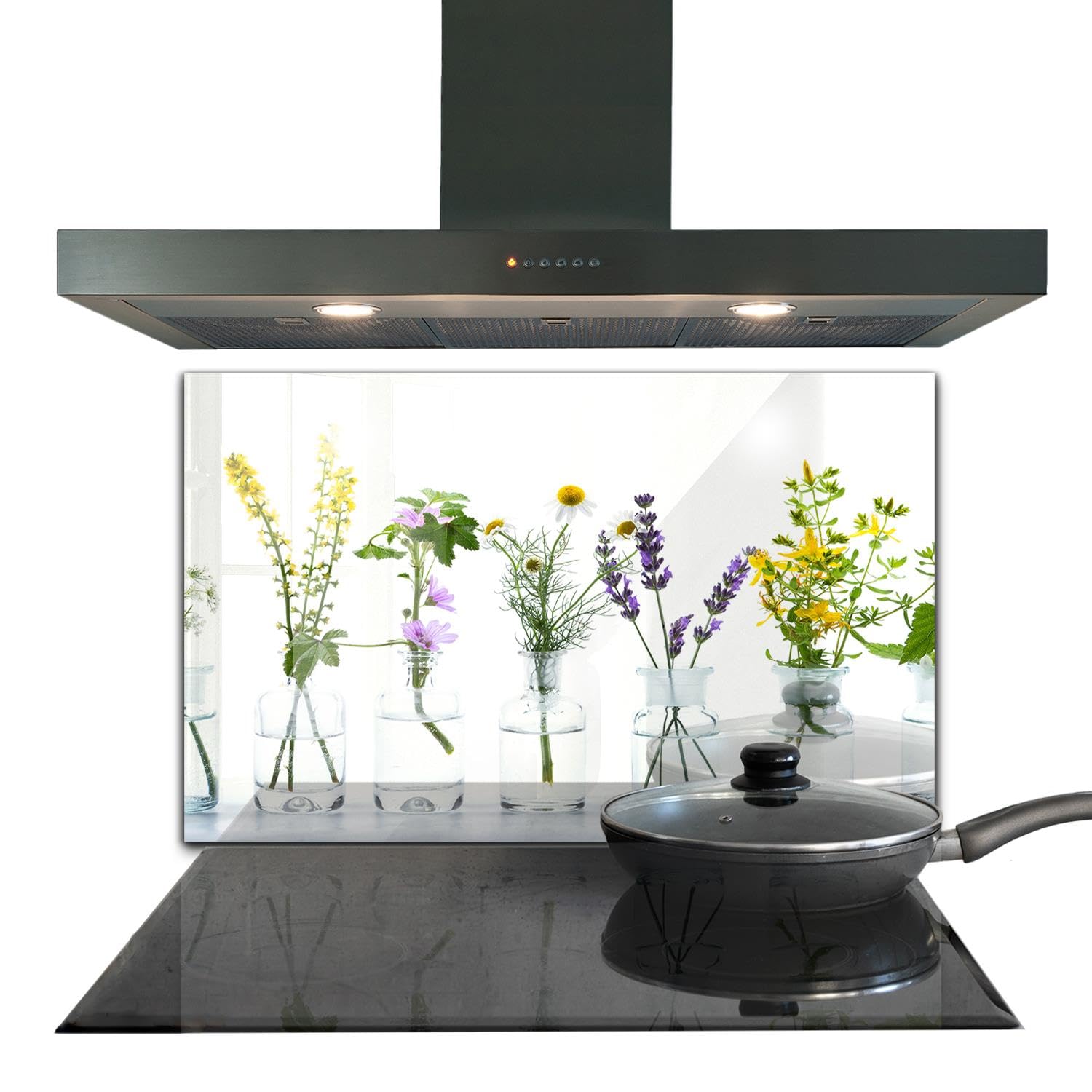 Verre trempé de cuisine Wallfluent herbes naturelles crédence premium 100x70