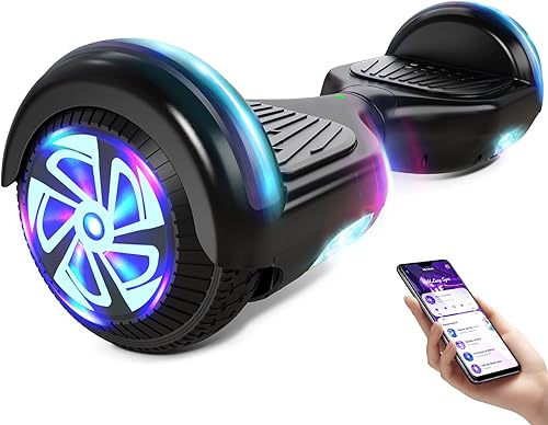 Scooter con luces LED Bluetooth Corlorful, ruedas de 6.5 pulgadas, scooter de motor dual de 300 W para niños, niñas, niños y adultos, todas las