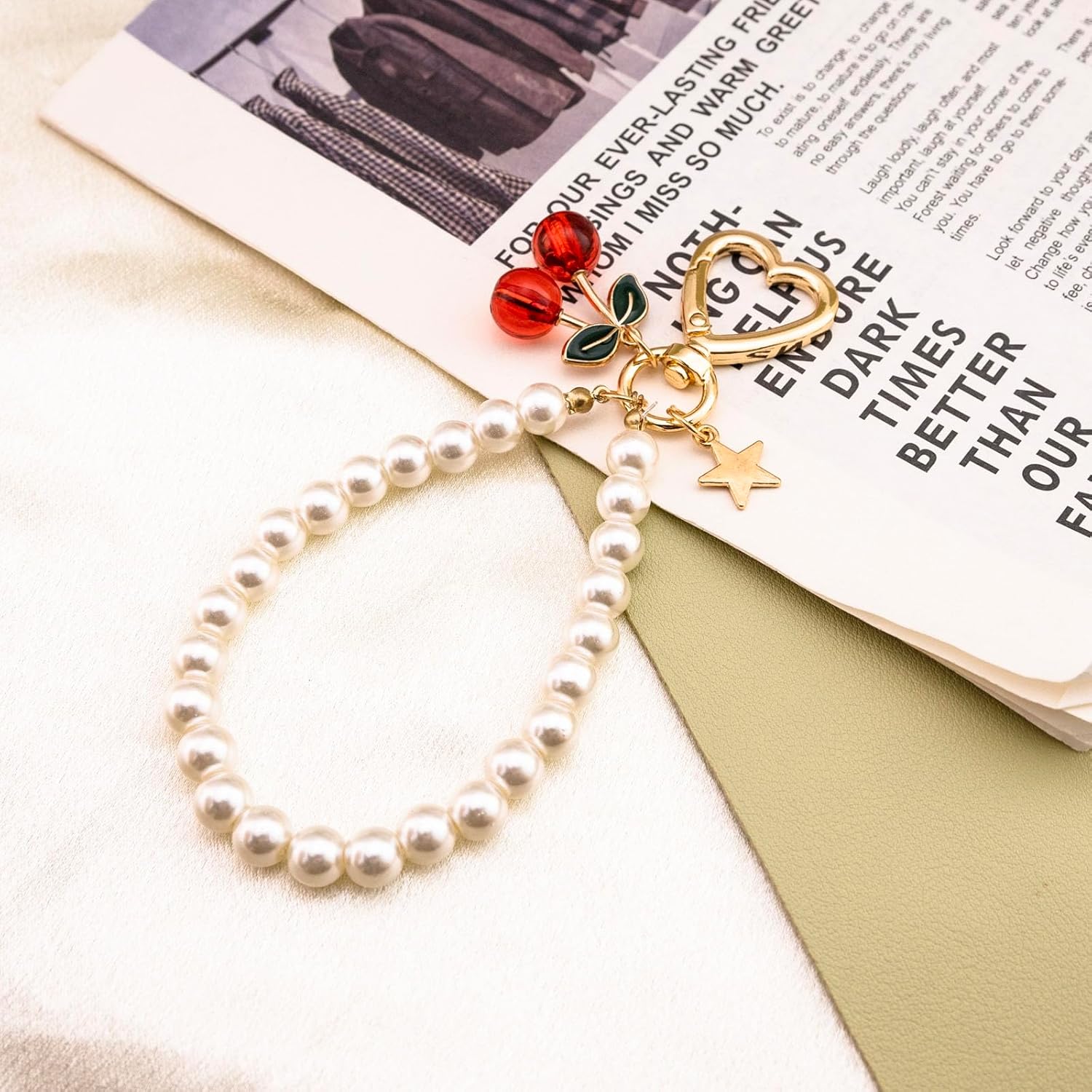 Cherry Keychain Cute Purse Charms Charm Chain For Kindle Pearl Keyring Bag Charms For Handbags Backpacks Keys Birthday Gifts Christmas Gifts - Image 8