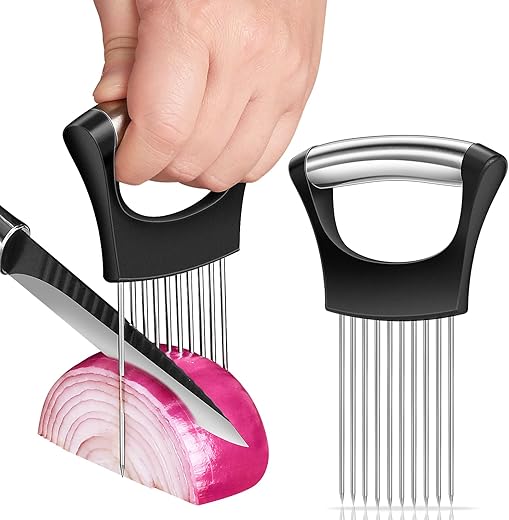 ZOKXOIY 2025 Premium Onion Slicer, Stainless Steel Onion Holder for Slicing Onion, Kiwifruit, Tomatoes, Avocados, Eggs, Lemon, Meat, Third Generation Onion Cutter