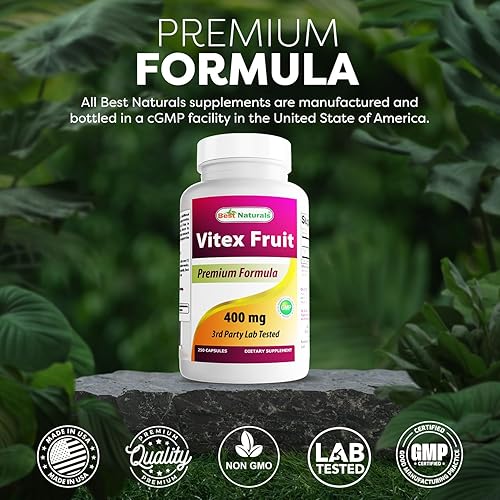 Miniatura 5 de Best Naturals Vitex Chasteberry 400 mg 250 Cápsulas (Paquete de 2)