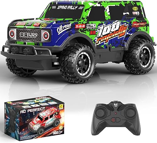 GUOKAI Auto de control remoto para niños y niñas, auto de camiones RC de alta velocidad de 2.4 GHz, escala 124, rápido en todos los terrenos,