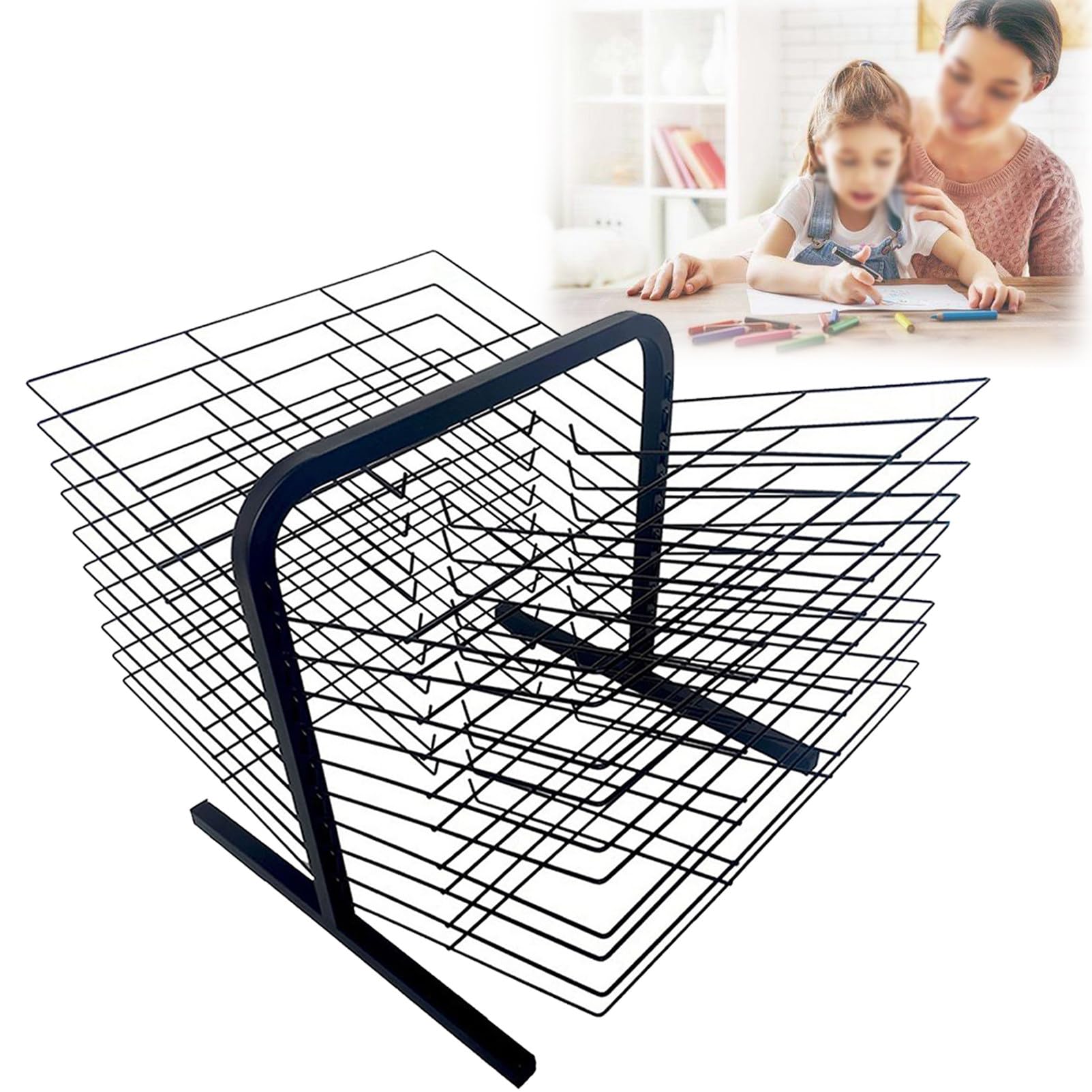 Aioneer Mobile Art Drying Rack, Mobile Drying Rack with Wire Shelves, for Works of Art, Educational Product Drying Rack, Drying Easel,50Shelves