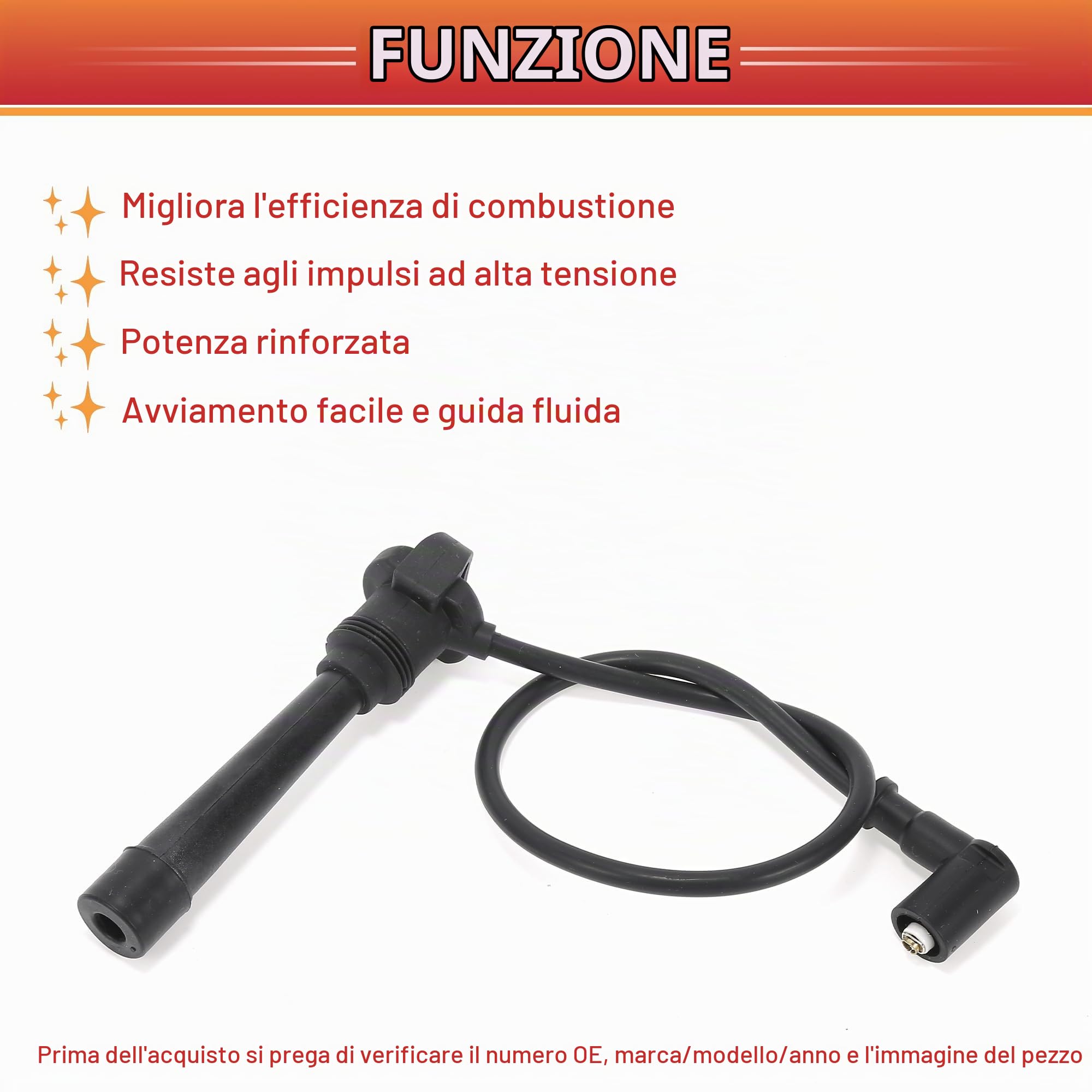 QUARKZMAN Bobina Candele Cavi Cavo di Accensione per Fiat Brava 1998-2002 No.46743086 - Pacco da 4