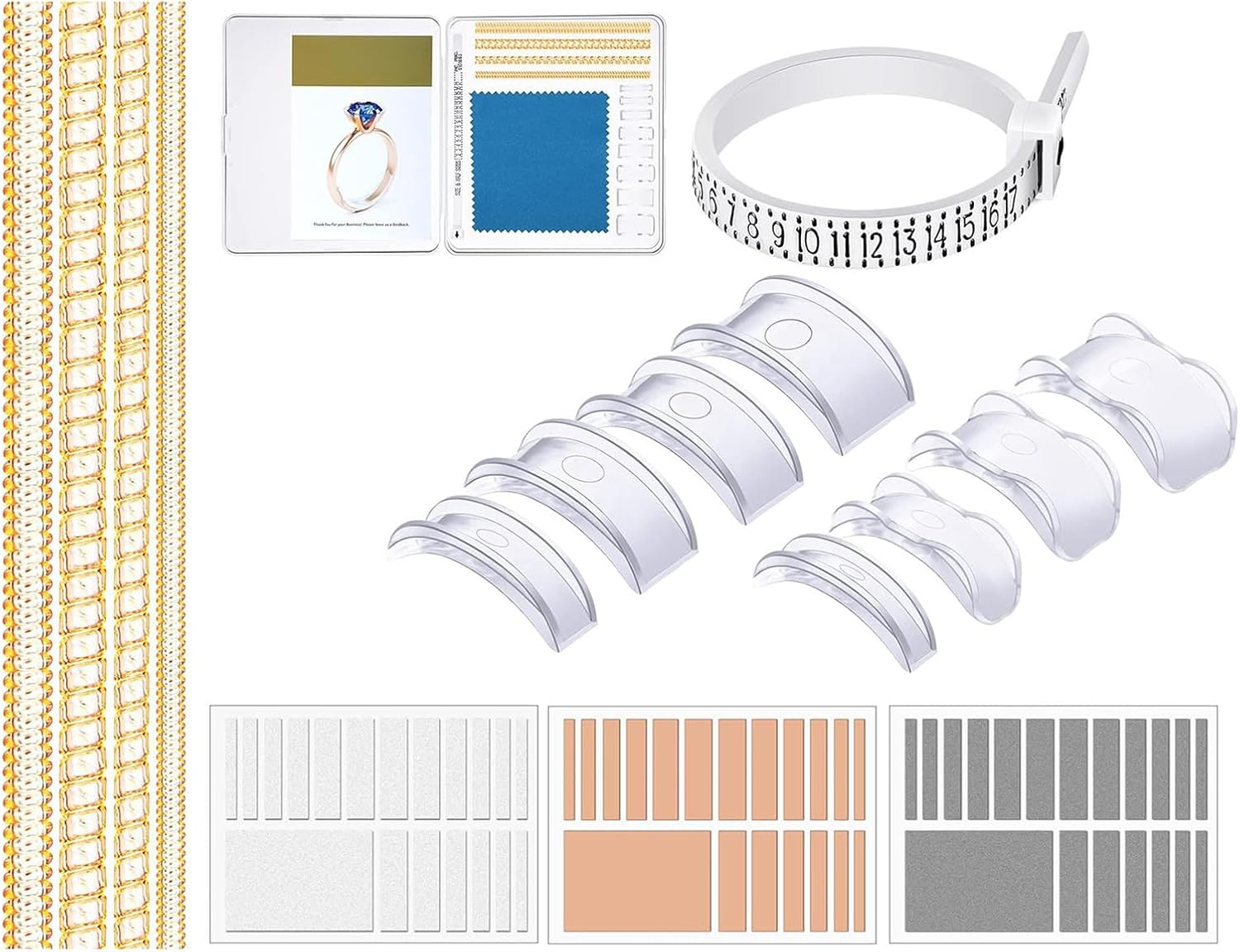 71Pcs Rings Size Adjuster Guard Clip Invisible Tightener for Women Men Adjuster Sizer Measuring Holder