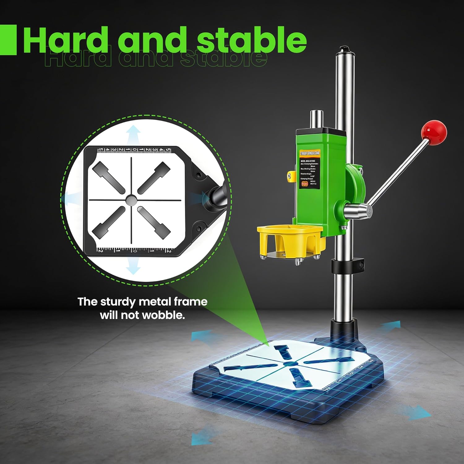 HARDELL Upgrade Floor Drill Press Rotary Tool Stand Table 90° Rotating Fixed Frame, Clamp for Hand Drill Rotary Tool Benchtop Drilling Collet,Table Drill Press Kit Holder for Benchtop Repair