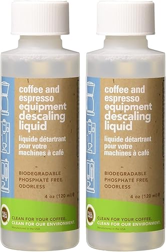 Líquido descalcificador para equipos de café y espresso de ciclo completo 4 onzas 2 botellas de un solo uso