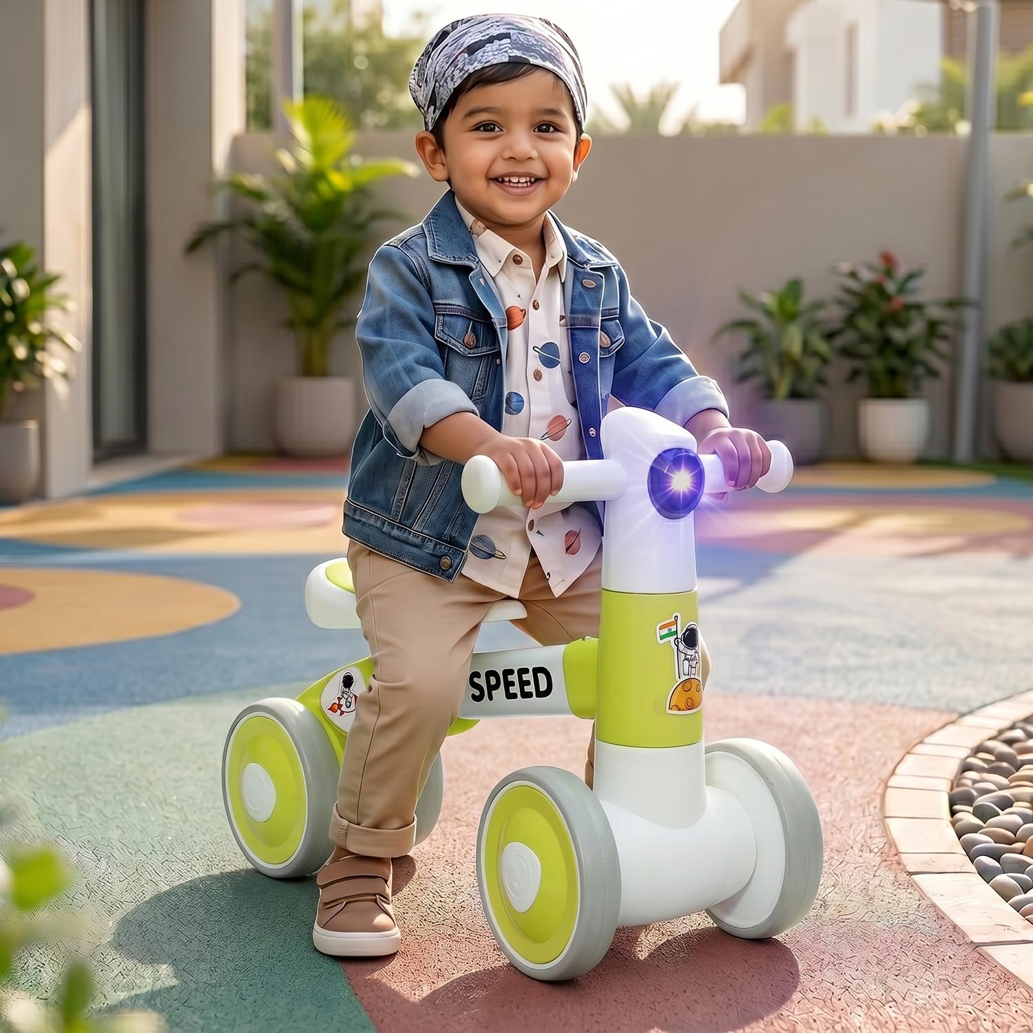 Toyzone Balance Bicycle_Green |Bicycle Ride On|Push Cycle with Music & Lights |Manual Mini Ride on for Boys & Girls|Sturdy First Riding Toy-image-23