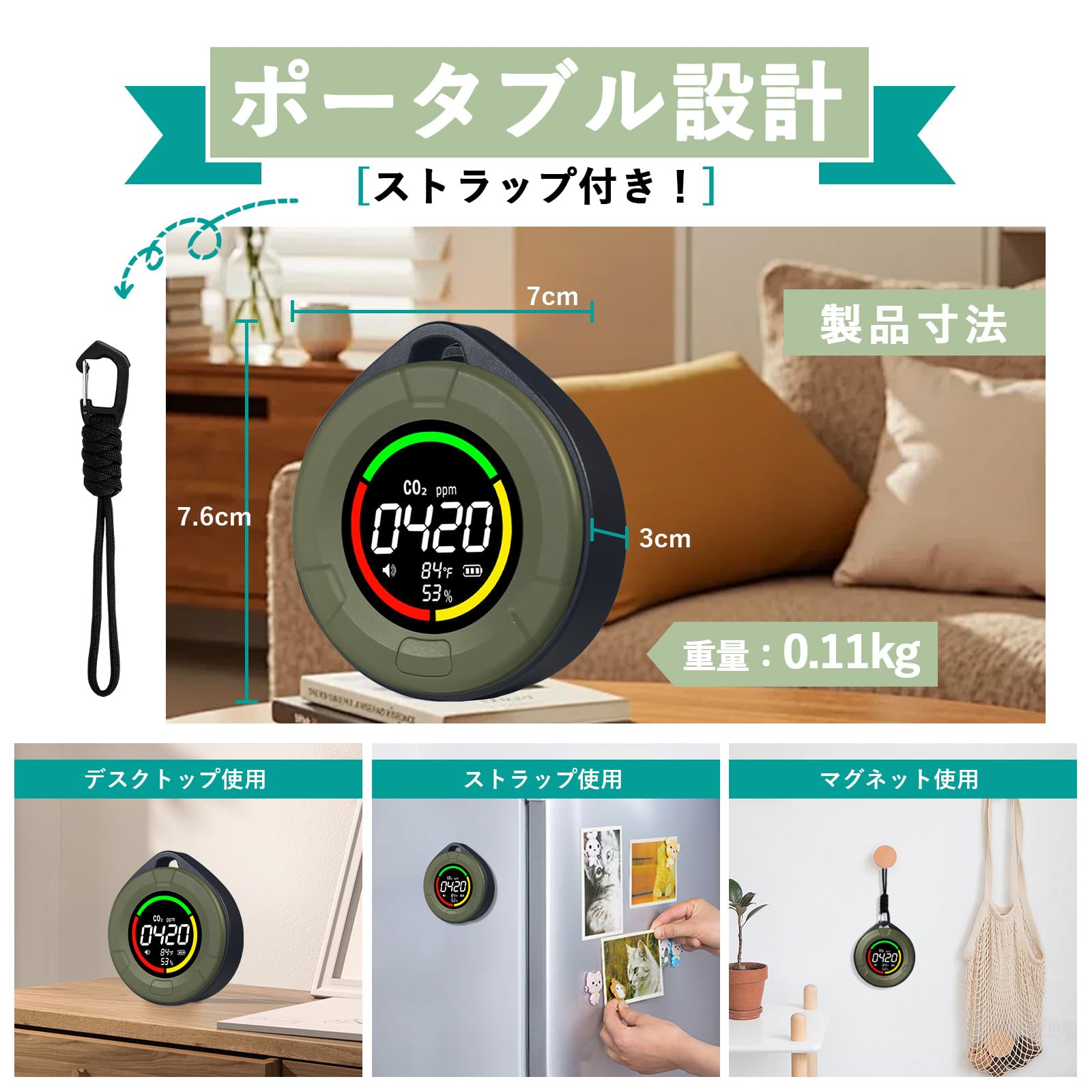 LSENLTY 3in1 CO2検出器 400-5000PPM NDIR方式