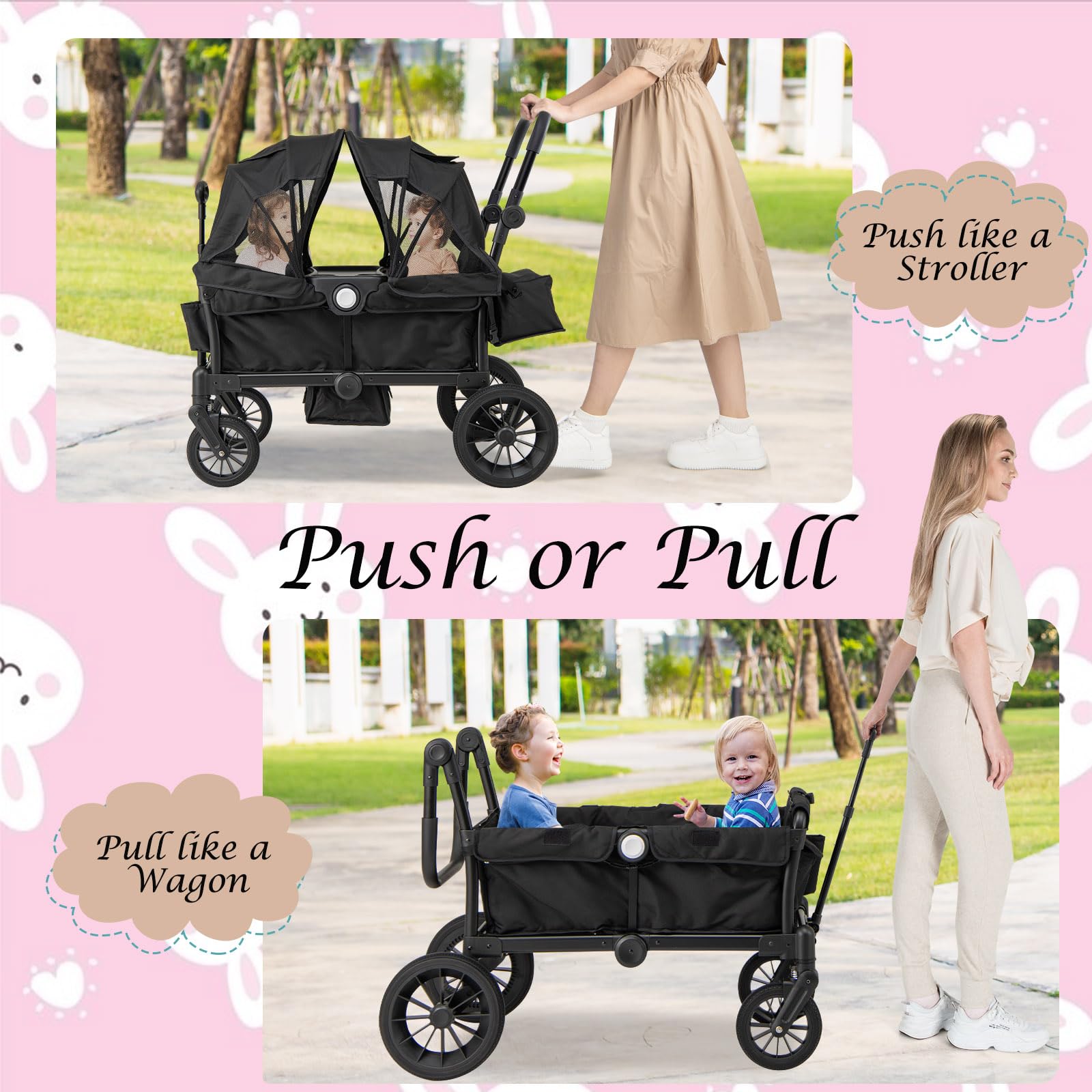 LIFEZEAL Carrito de Viaje para Niños de 6 Meses o Más, Plegable, Ajustable, Portátil, con Techo, Ruedas, Bolsa de Pañales, Máx. 50 kg