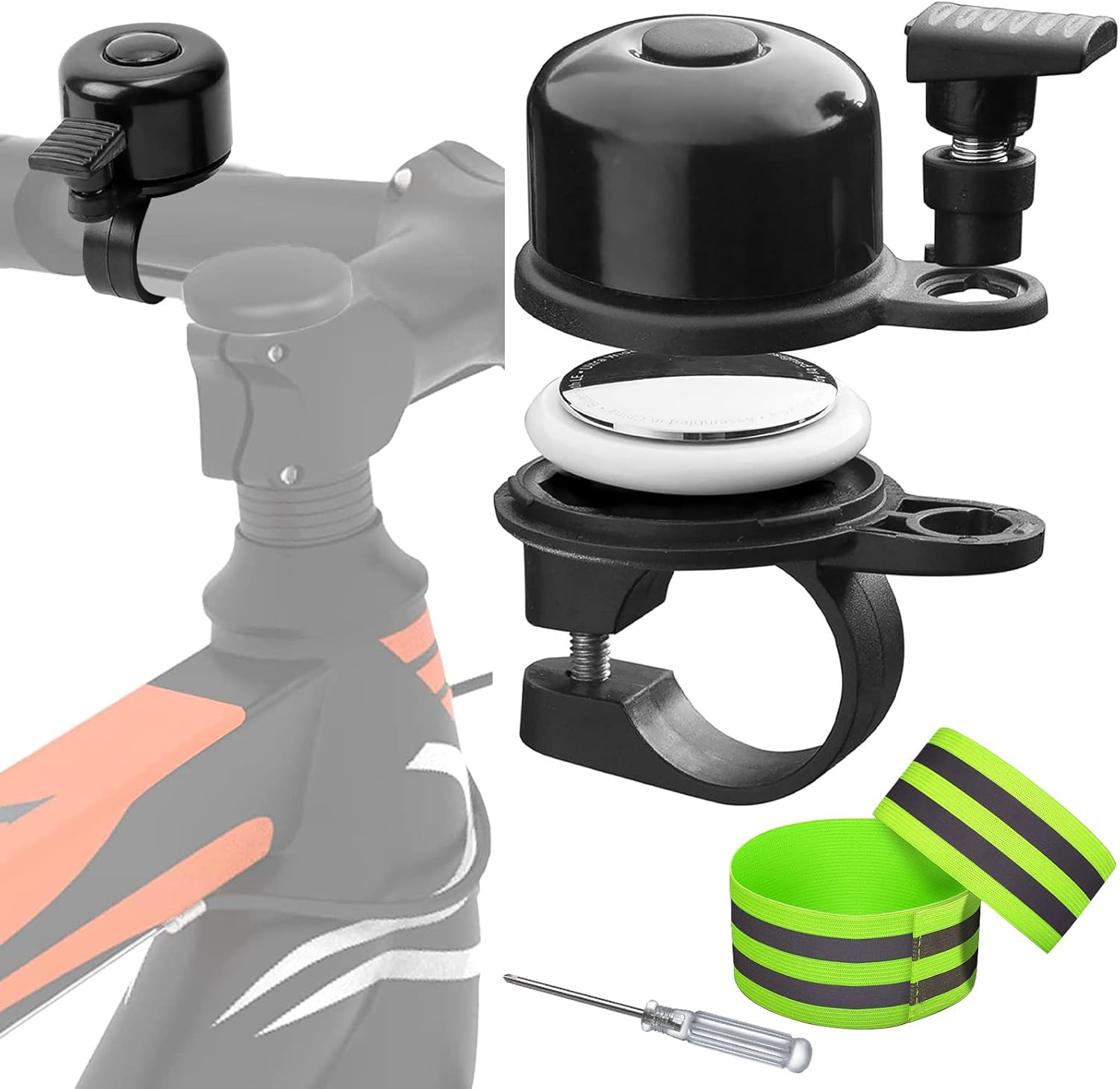Timbre Bicicleta Infantil para Apple AirTag 21-25mm Timbre Bicicleta Montaña Sonido Fuerte Airtag Bicicleta De Montaña Adulto Accesorios Bicicleta Bocina Compatible con Bicis De Montaña, Bicicletas.