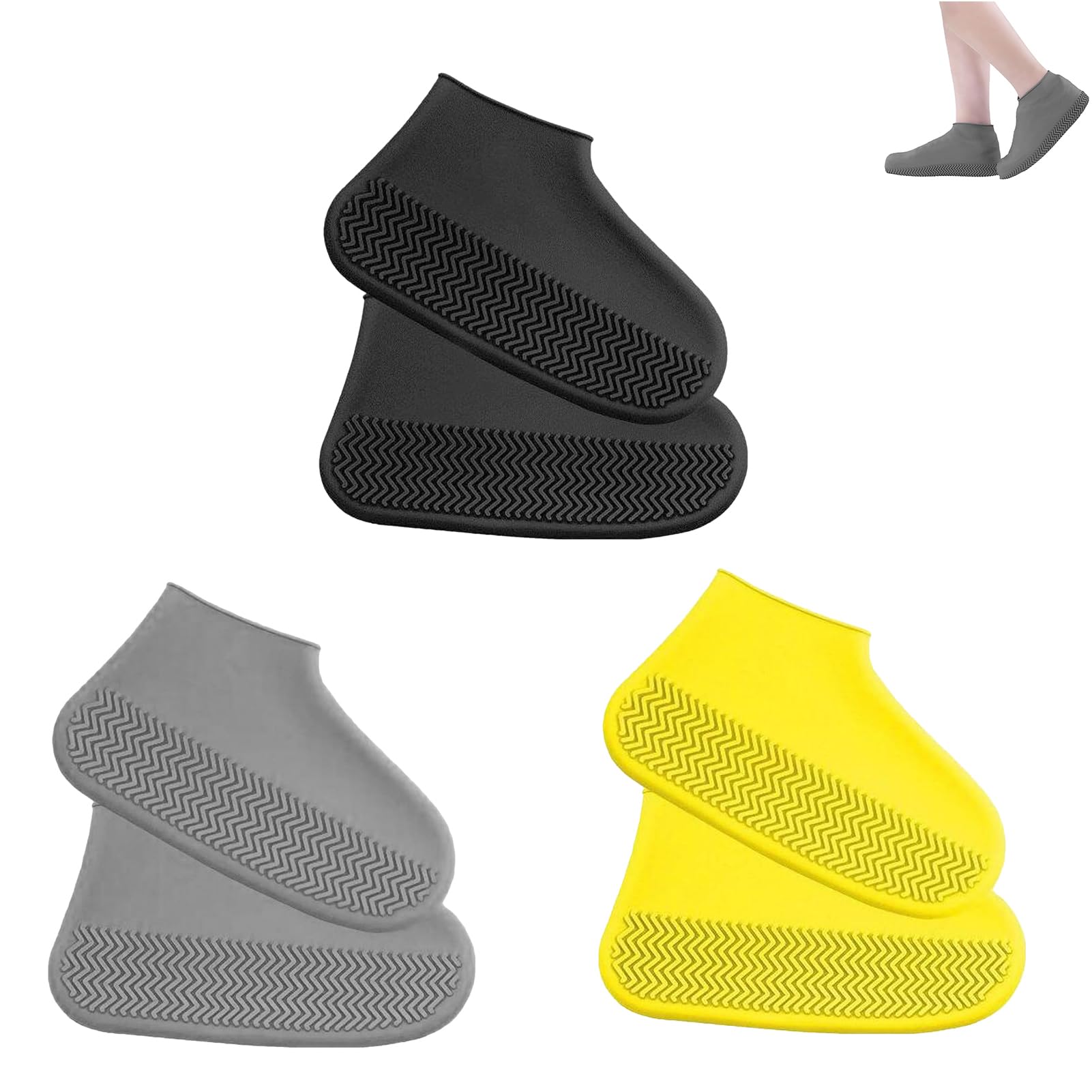 3 Pairs Rain For Shoes, Reusable Waterproof Shoe Covers For Men Women, Slip Resistant Silicone Shoe, Foldable Silicone Waterproof Shoes, Covers To Prevent Rain Into Shoes
