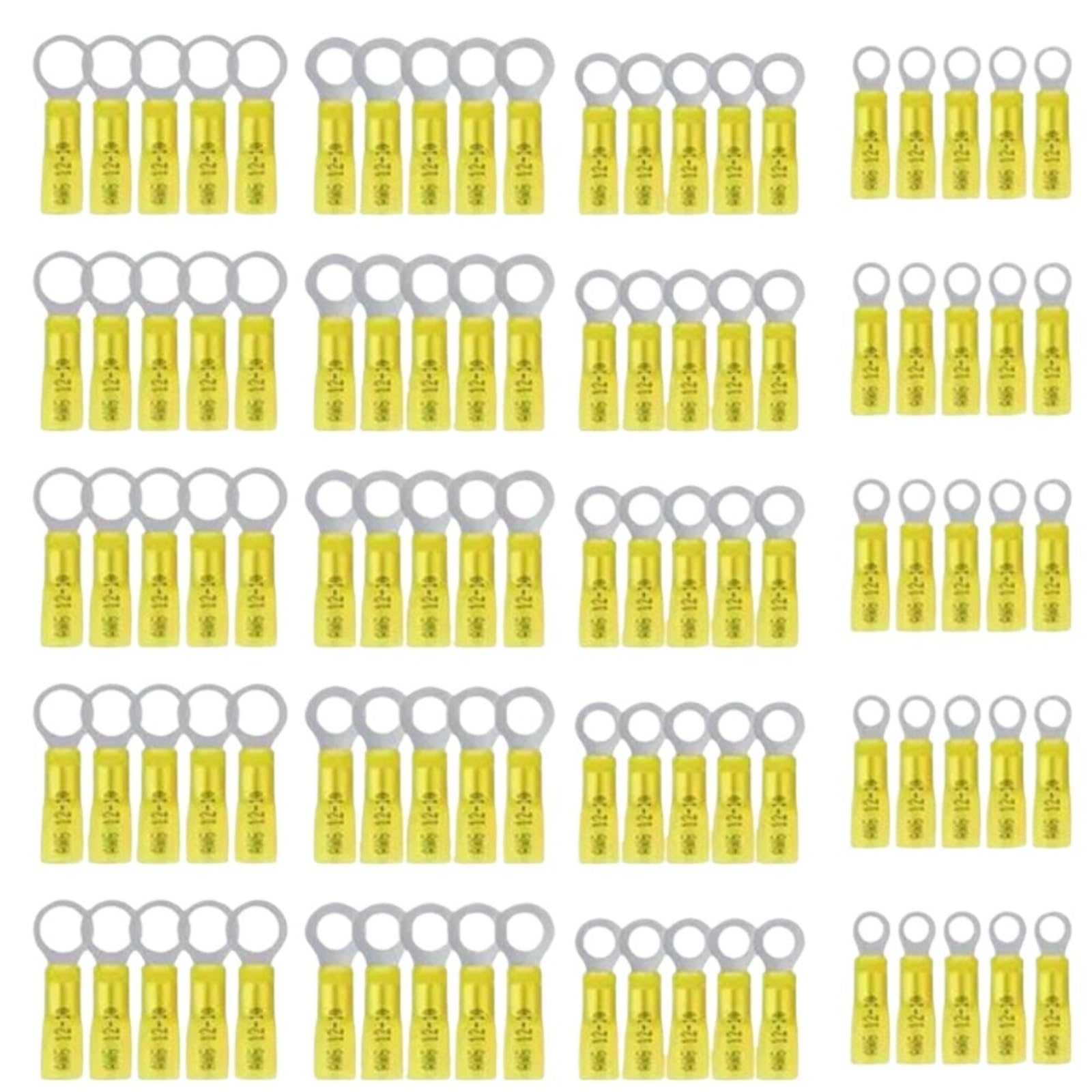 Ciopljhkl Yellow M8 20/40Pcs Yellow Heat Shrink Insulated Waterproof Ring Connector Electrical Wiring Crimp Terminals 12-10Awg For Home,Factory,Cars,Ship