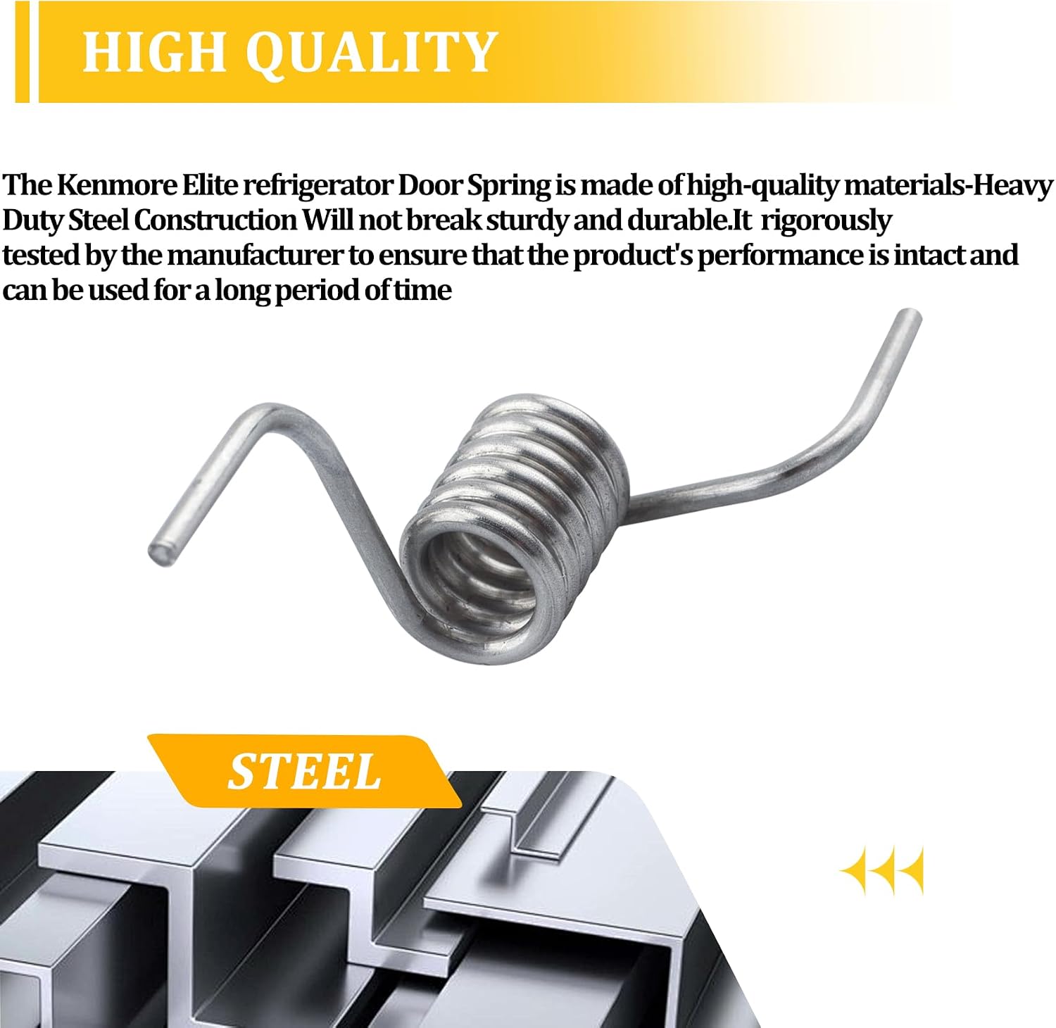 Close-up of the heavy-duty steel refrigerator door spring