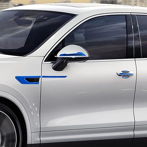 Miniatura 7 de Juego de 12 calcomanías reflectantes azules para coche, para espejo retrovisor, calcomanías laterales, calcomanías para manija de puerta, fibra de