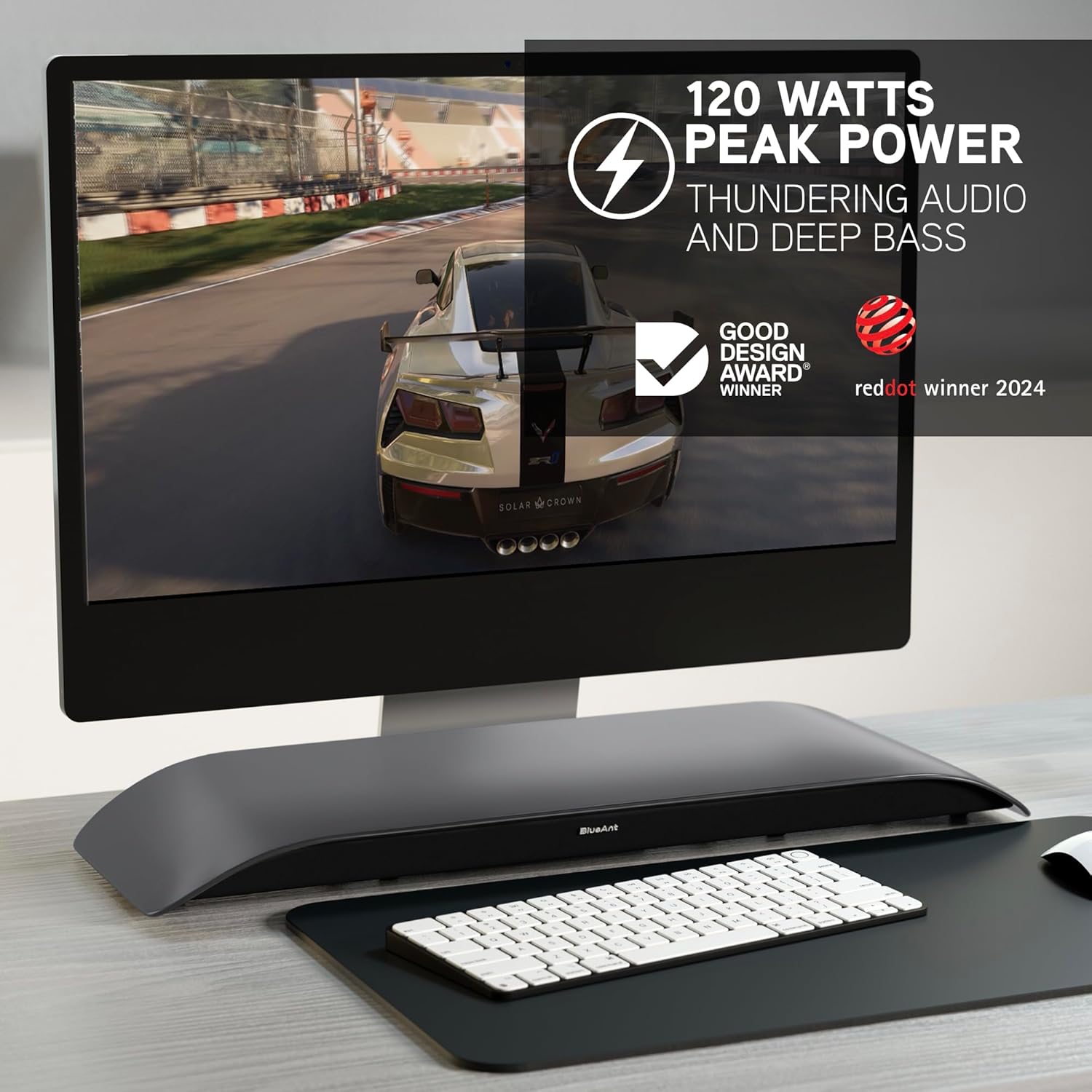 BlueAnt Soundblade Under-Monitor Soundbar, 120W 2.1 Channel Desktop Speaker with USB-C & Bluetooth 5.3 for PC, Mac, Gaming, Music and Streaming, Charcoal - Image 2