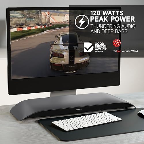 Miniatura 2 de BlueAnt Soundblade - Barra de sonido debajo del monitor, altavoz de escritorio de 120 W 2.1 canales con USB-C y Bluetooth 5.3 para PC, Mac, juegos,
