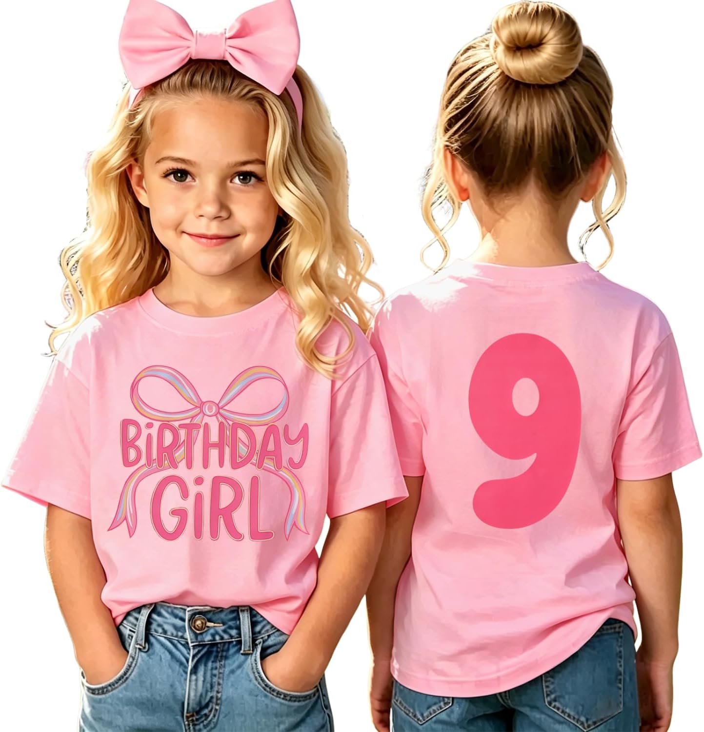 Ritatte Birthday Girl Shirts 1st 2nd 3rd 4th 5th 6th 7th 8th 9th 10th Girls Birthday T-Shirt B-Day Outfits Party Tee Tops