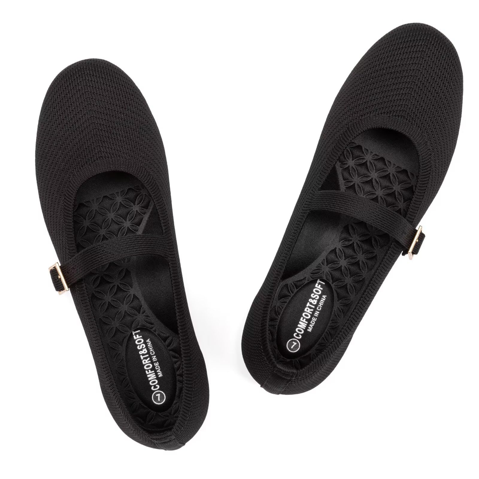 Frank Mully Flache Damen-Ballettschuhe mit runder Zehenpartie, zum Hineinschlüpfen, Bequeme Schuhe, gestrickte lässige, Damenschuhe