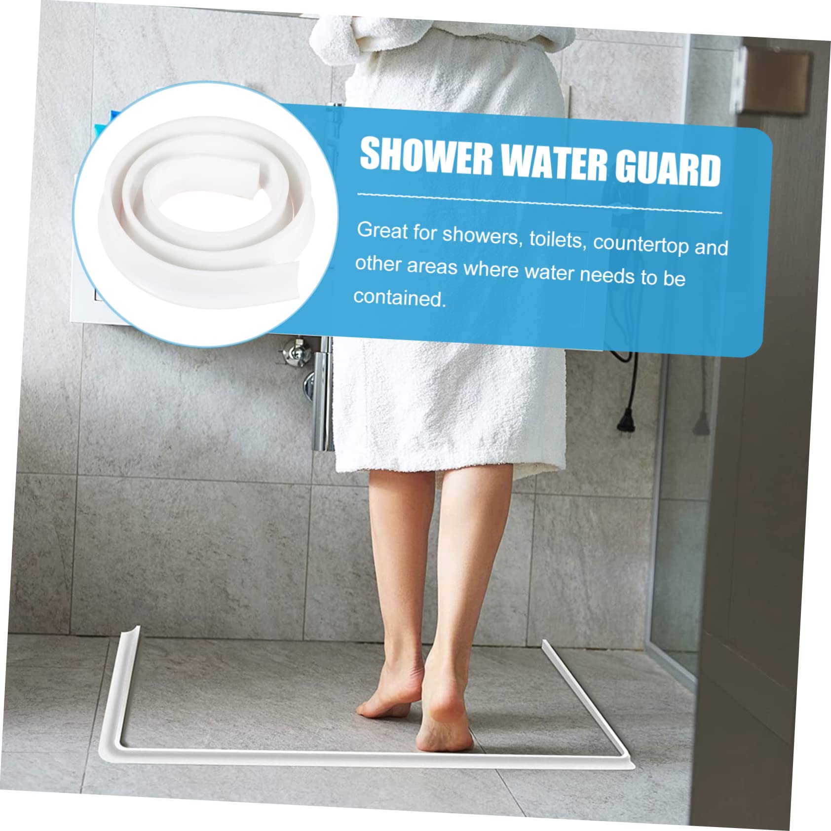 Striscia di Tenuta Acqua in Silicone Bianco 1, 5x3 Cm per Doccia | Tagliabile, Buona Tenuta, per Piano e Soglia, Barra Adesiva per Bagno e Wc