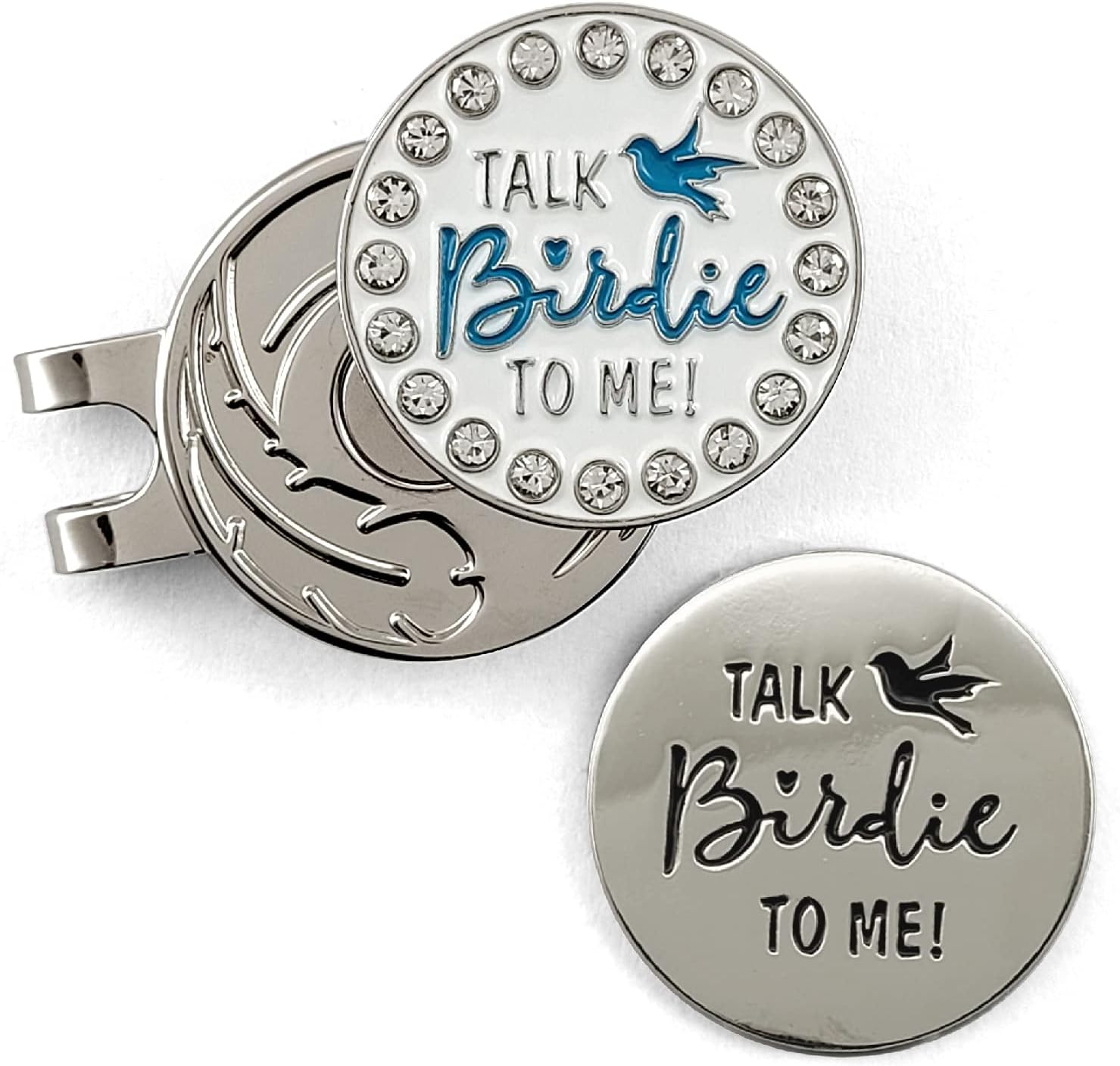 review Flamingo Creek Bling Golf Ball Marker and Hat Clip Talk Birdie to Me Womens Golf Gift Set Includes 2 Golf Ball Markers 1 Hat Clip