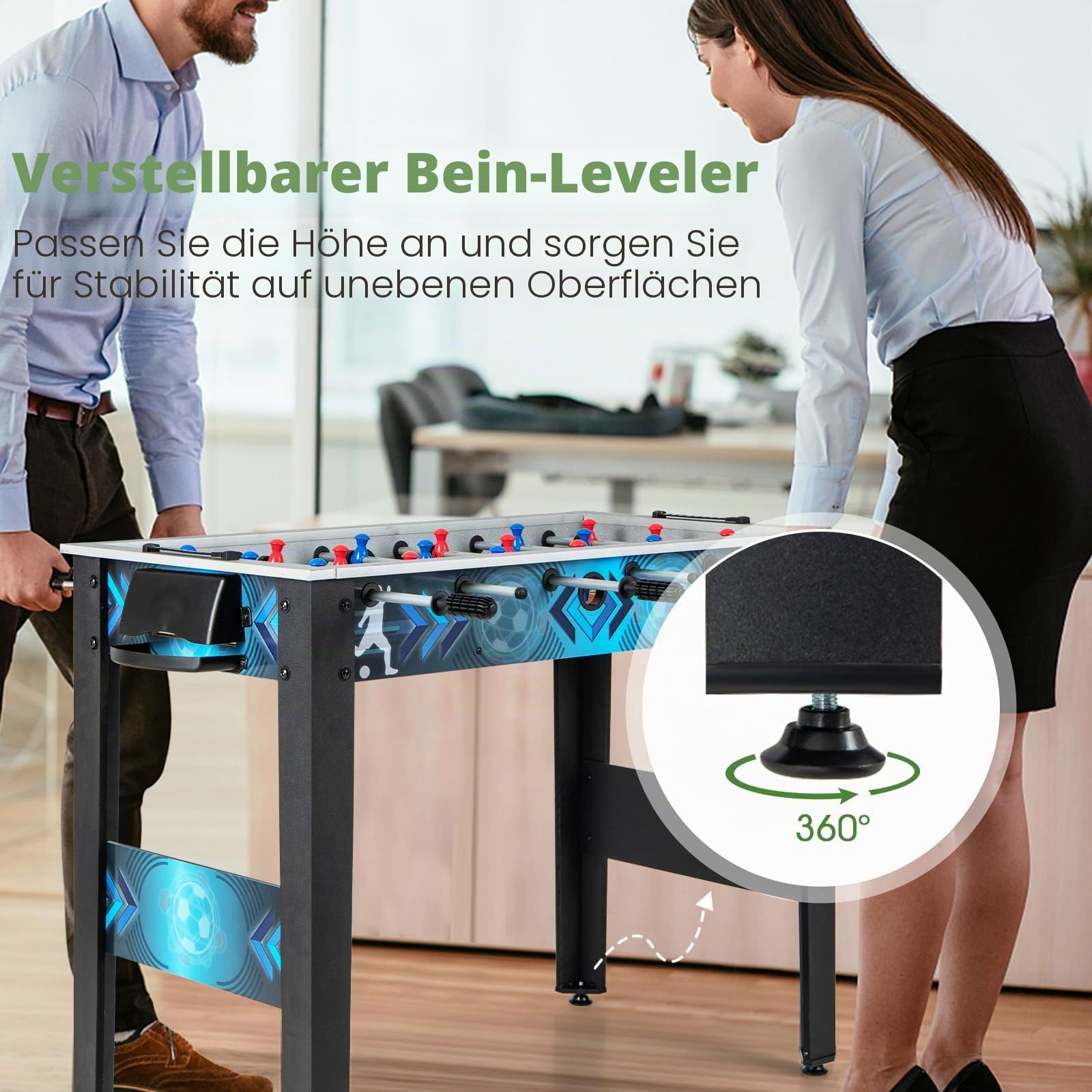 HOMASIS Tischkicker Kinder & Erwachsenen, Kickertisch mit 2 Fußbällen, 18 Kickern & 2 Punktezählern, Tischfußball Spieltisch Holz MDF, Tischfußballtisch für Party Treffen, 94,5 x 53,5 x 76,5 cm