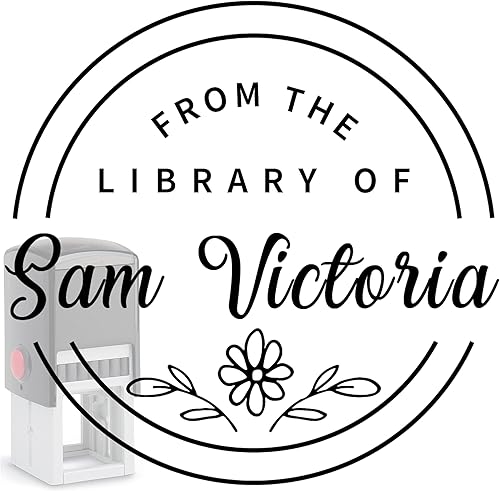 Sello de nombre de libro de biblioteca personalizado Ex Libris de The Library of Stamper Booklover. Regrese a esto pertenece personalizado (libro