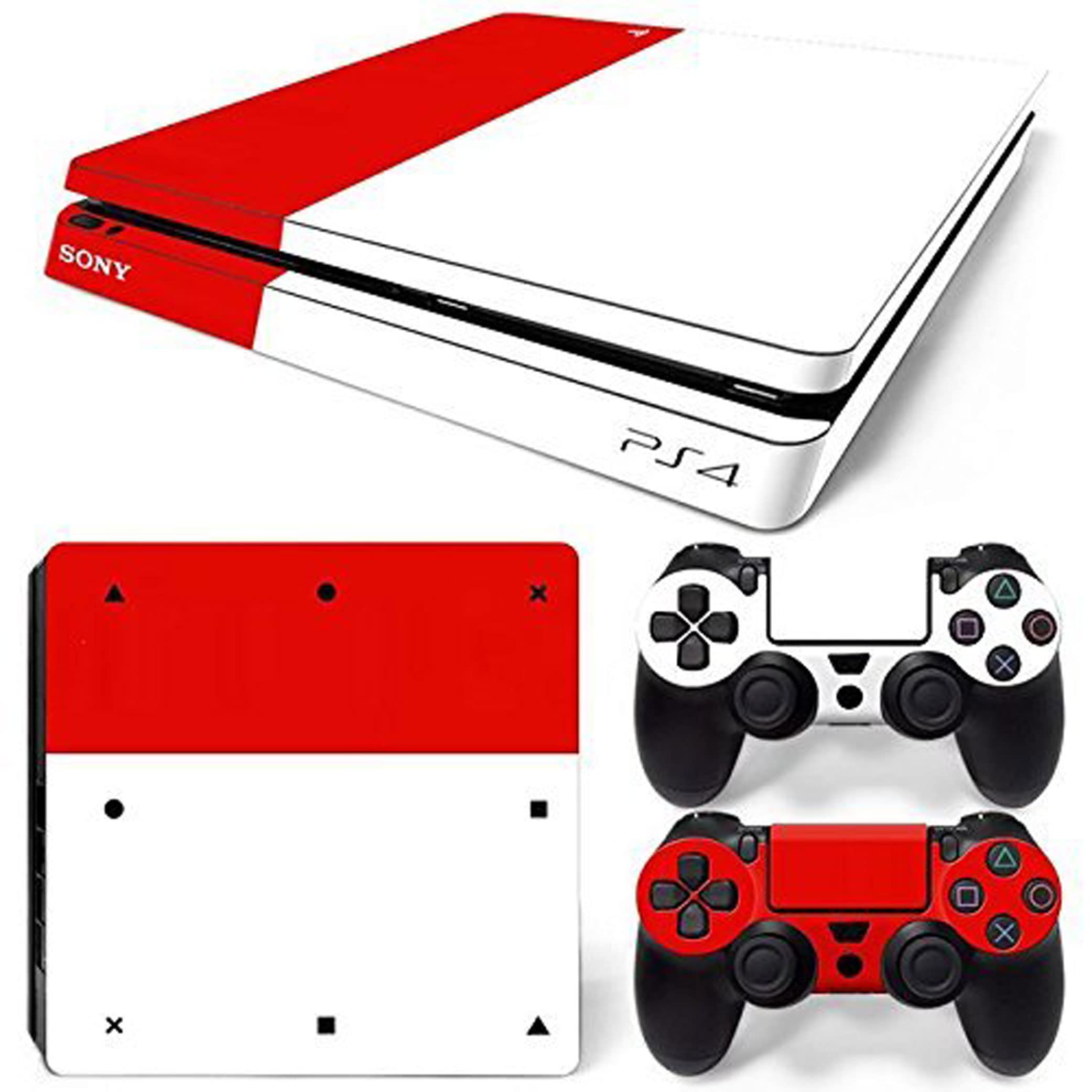 Elton Red & White + 2 Color Theme 3M Skin Sticker Cover for PS4 Slim Console and Controllers [video game] (B0756H3TGY) Amazon Price History, Amazon Price Tracker