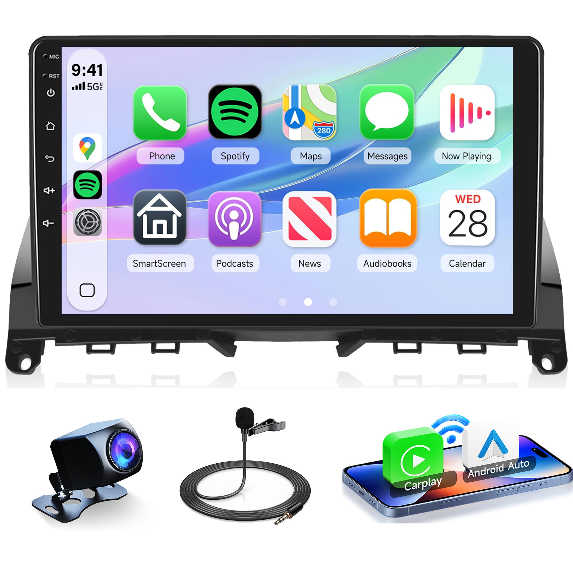 2G+64G Rimoody Android 13 Car Stereo Radio for Mercedes Benz C-Class C180 C200 C230 C250 C300 C350 W204 S204 2006-2011, 4Core 9'' Touchscreen Carplay Android auto Mirror Link GPS WiFi BT/FM/RDS
