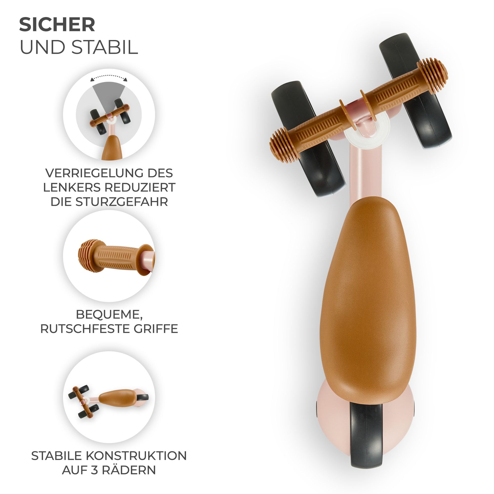 Kinderkraft Laufrad Cutie, Lernlaufrad, Kinderlaufrad, Lauflernrad, Fahrrad ohne Pedale, Dreirad, Aus Metall, Modernes Design, Sichere Konstruktion, für Kinder ab 1 Jahr, Rosa