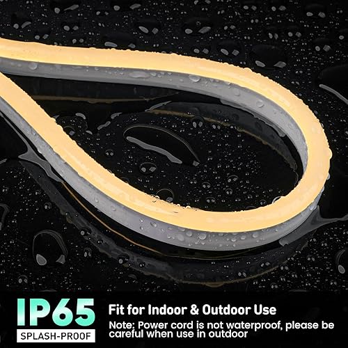 Miniatura 4 de GZBtech Tira de luces LED flexibles de neón de 82 pies, tira de luz impermeable CA de 110-120 V, 120 LEDsM, iluminación de neón conectable para