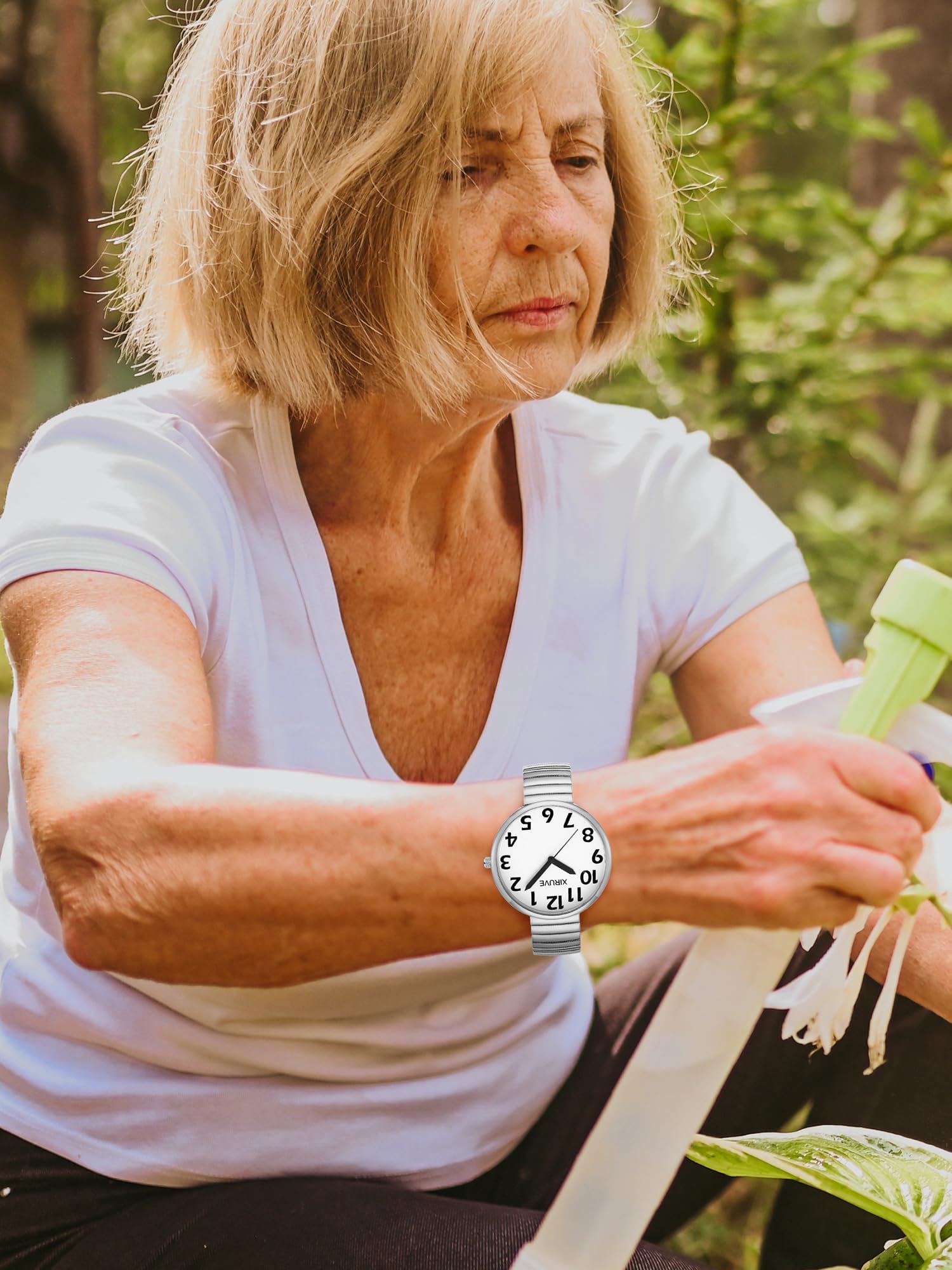 Esfera de Números Grande Fácil de Leer Correa Elástica de Acero Inoxidable Reloj de Pulsera Cuarzo Analógico para Mujer Hombre