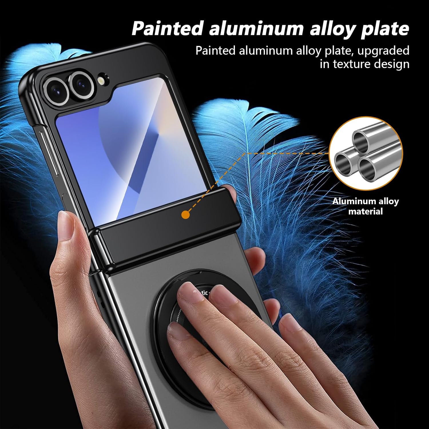 Case Compatible with Samsung Galaxy Z Flip4 5G with Rotatable Ring Holder Magnetic Kickstand Shockproof Protective Phone Cover for Samsung Galaxy Z Flip4 5G 6.7 inch,Silver
