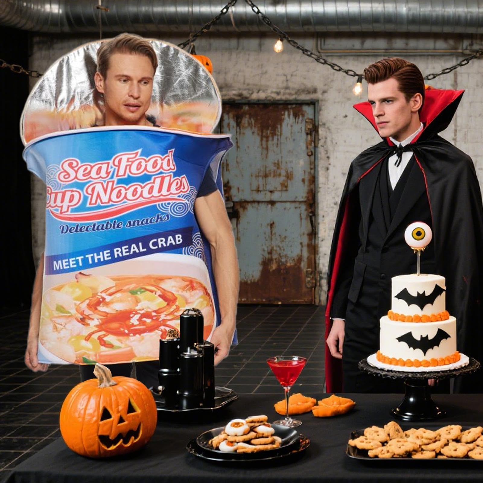 Kostiumy Na Halloween Halloween Realistyczne Cosplay dla Mężczyzn i Kobiet | Kostium kubka z makaronem i owocami morza Na Święta Urodziny Przyjęcie Przedstawienie Festiwal Paradę