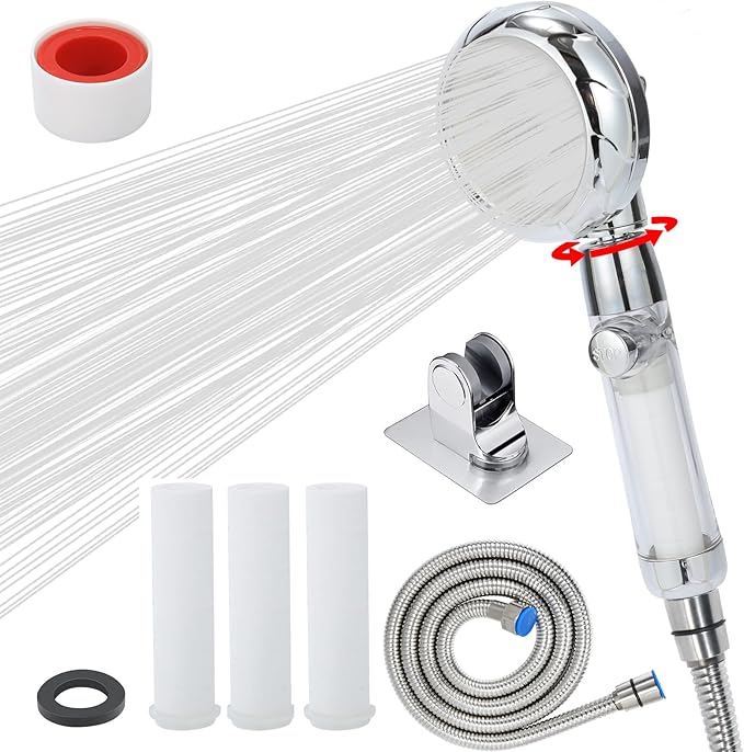 RV handheld shower head with 4 pcs filter for hard water camper