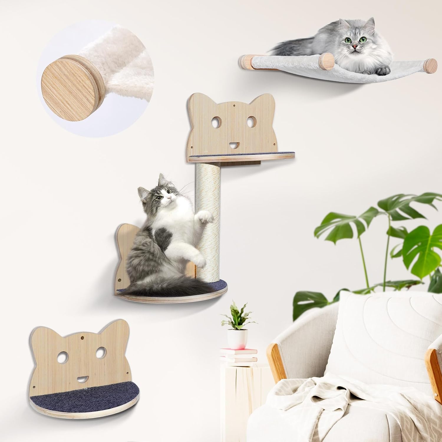 Topmart Juego De Muebles De Pared Para Gatos Poste Rascador De Sisal topmart-juego-de-muebles-de-pared-para-gatos-poste-rascador-de-sisal