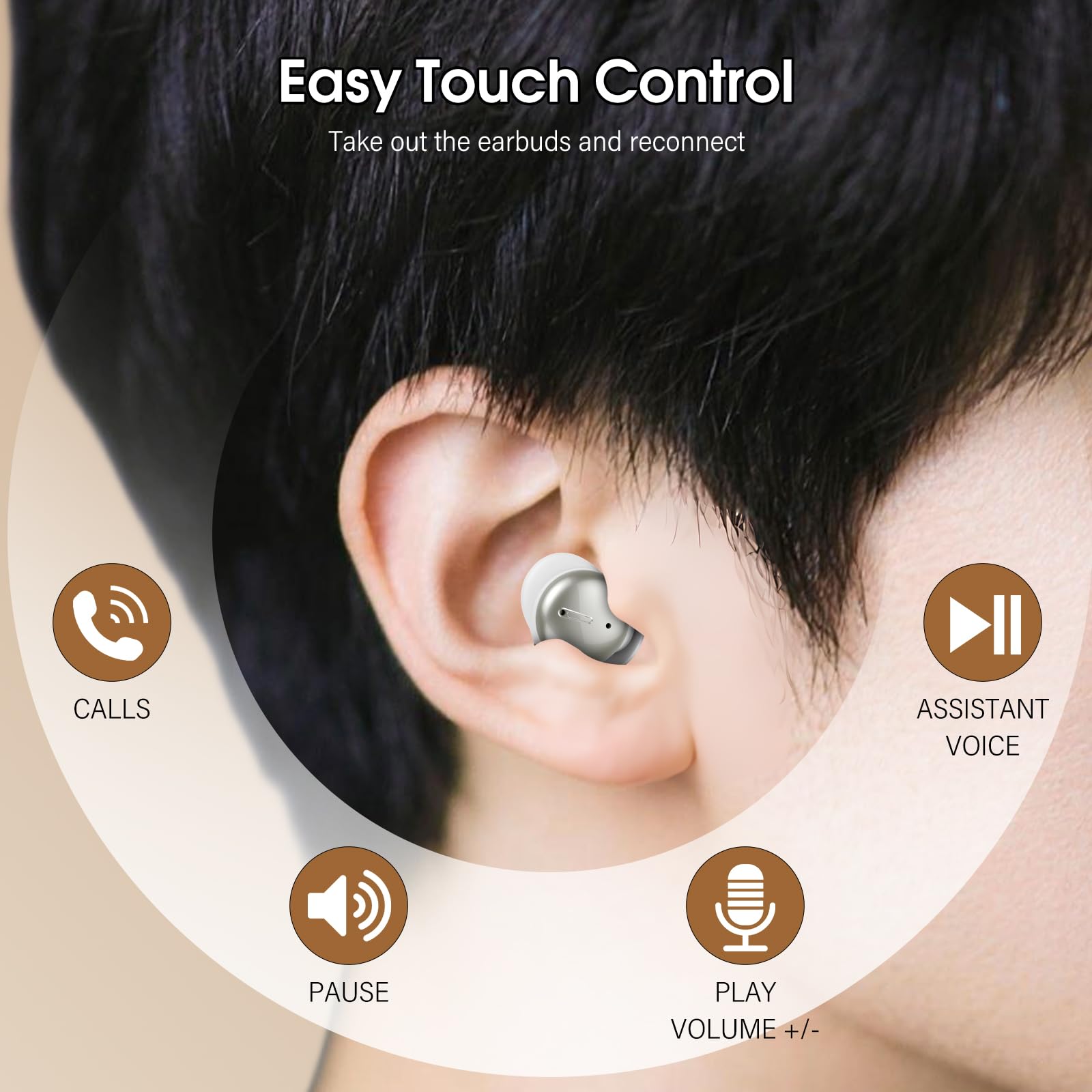 Sleep Earbuds Bluetooth 5.4 in Ear Light-Weight Headphones with Sleep Mode and White Noise, Mini Sleep Ear Buds for Side Sleepers, Clear Calls, 48H Sleep Earphones for Relaxing/Focus, White — view 7