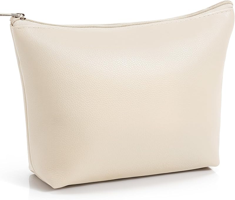 Necessaire Kigeli em couro sintético PU, branca, com zíper