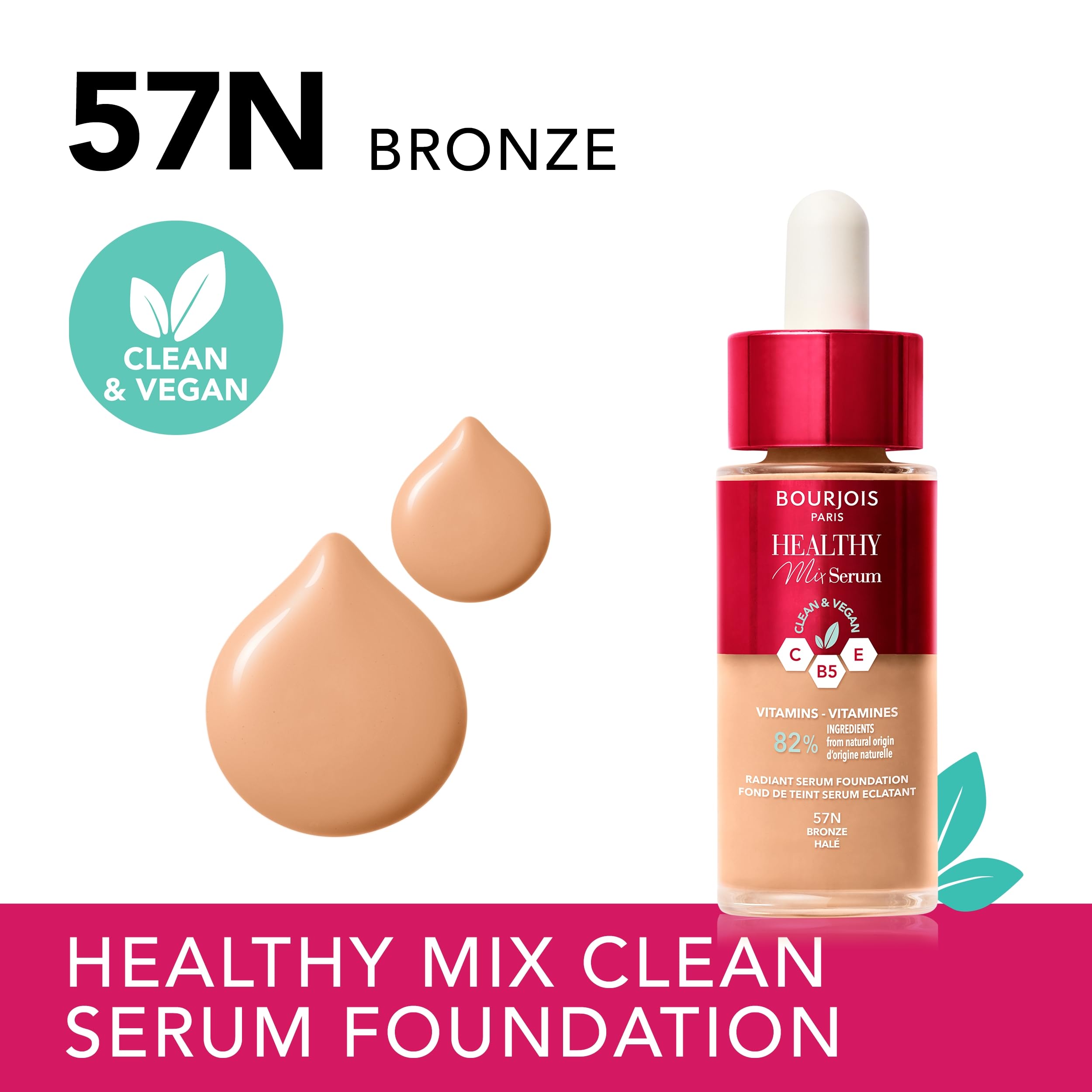 Liquid Make Up Base Bourjois Healthy Mix Serum Nº 57N Bronze 30 ml, 30 ml (Pack of 1) - Image 2