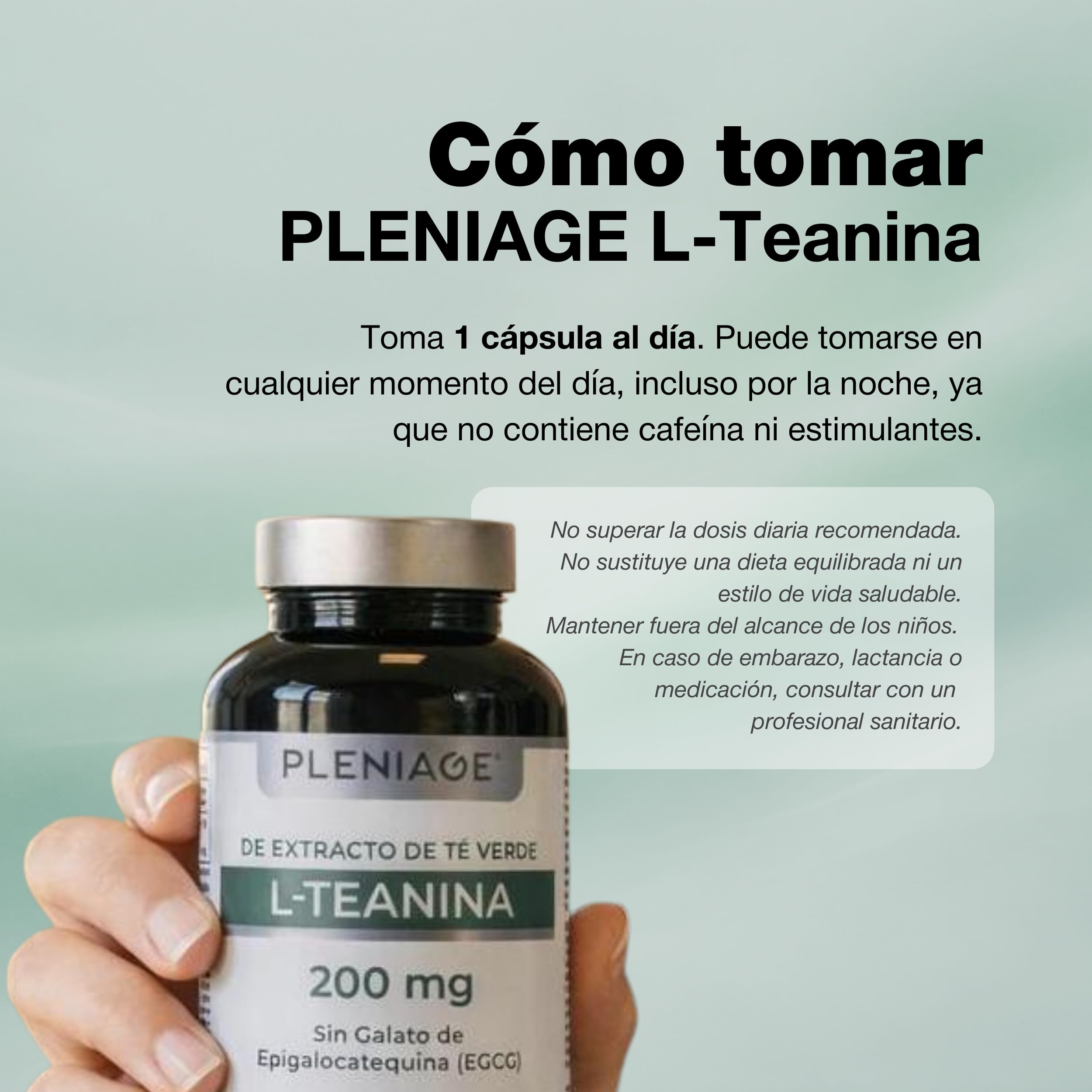 L-Teanina 200mg | Sin Cafeína ni EGCG | 60 Cápsulas | Extracto de té verde (Camellia sinensis). Foco sin somnolencia. Vegano, sin gluten. Clean Label. Fabricado en España.
