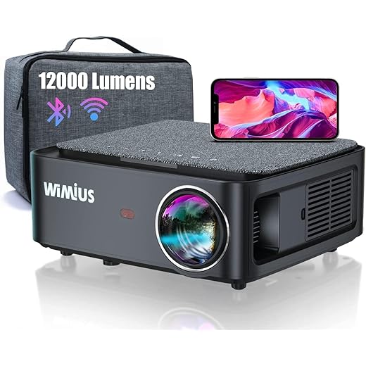 Vidéoprojecteur WiFi Bluetooth Full HD 1080P, 9000 Lumens WiMiUS 5G WiFi Rétroprojecteur 4K Supporté Fonction Zoom avec Réglage 4D Projecteur WiFi Portable Home Cinéma pour PPT,iOS,Android,PS5,etc.