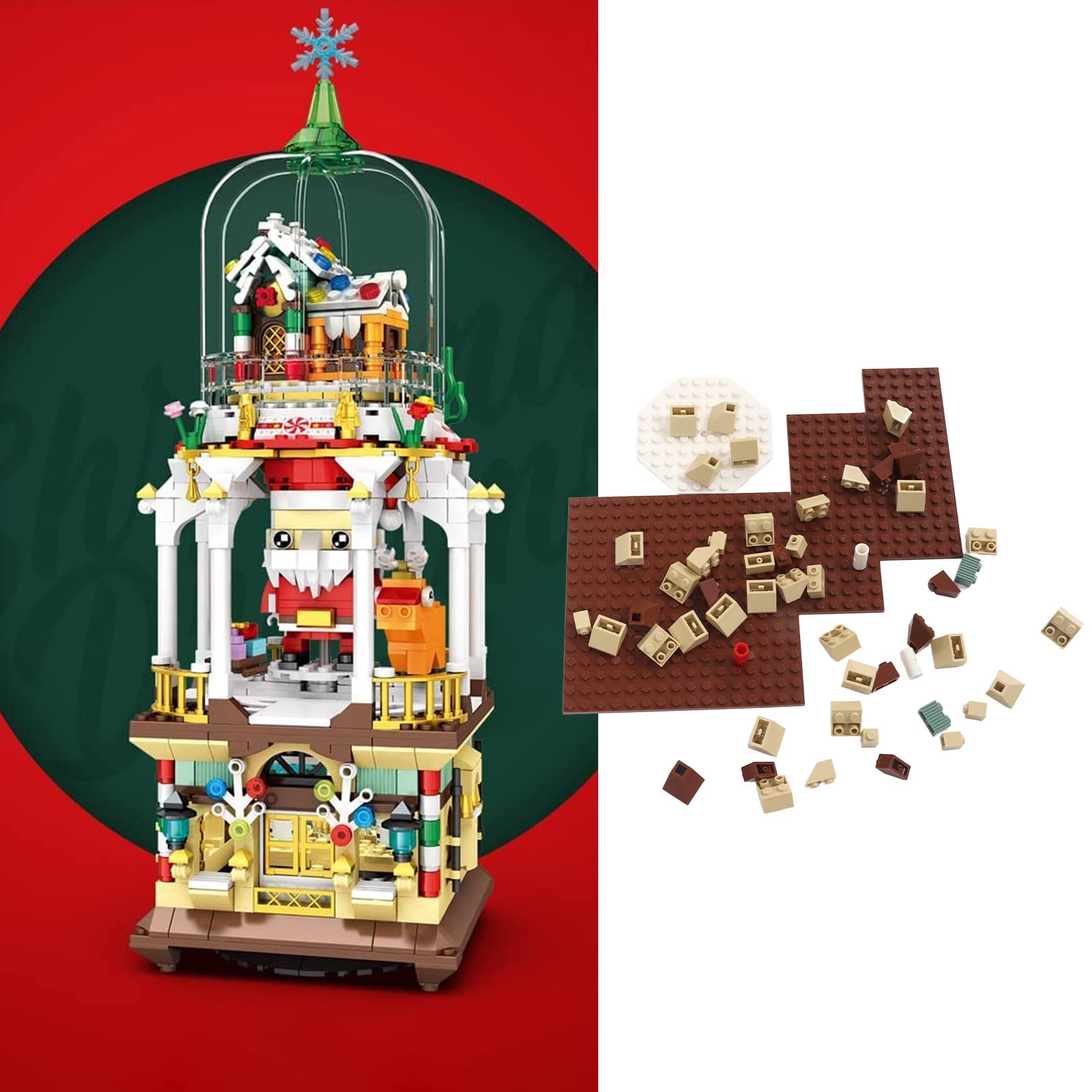 Ensemble de Blocs de Construction de Maison de Noël, 843 Pièces ABS